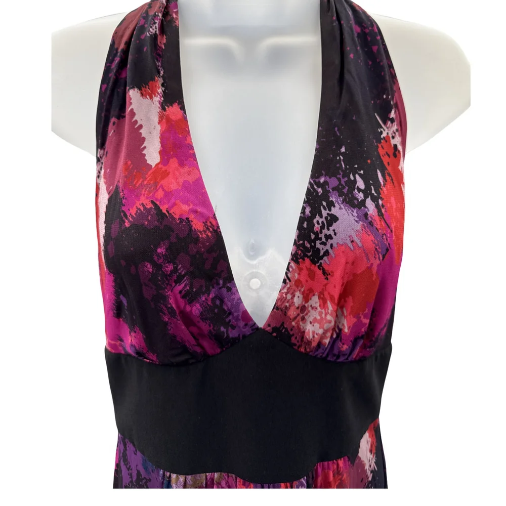 Trina Turk Halter Dress Size 4 Empire Waist Sheath Multicolor Abstract Print - Picture 3 of 12